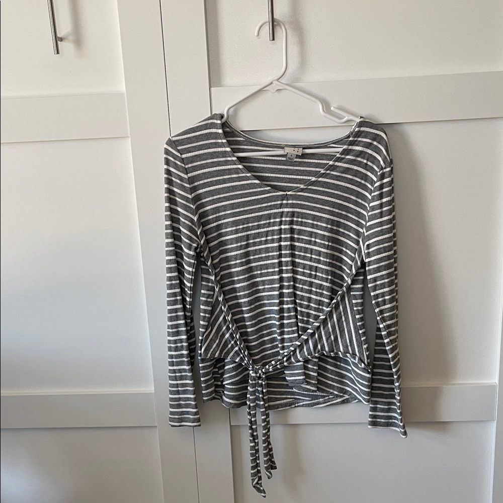 a new day Gray Striped Blouse